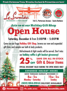 Holiday Gift Shop Open House at La Sumida Nursery December 6, 2025