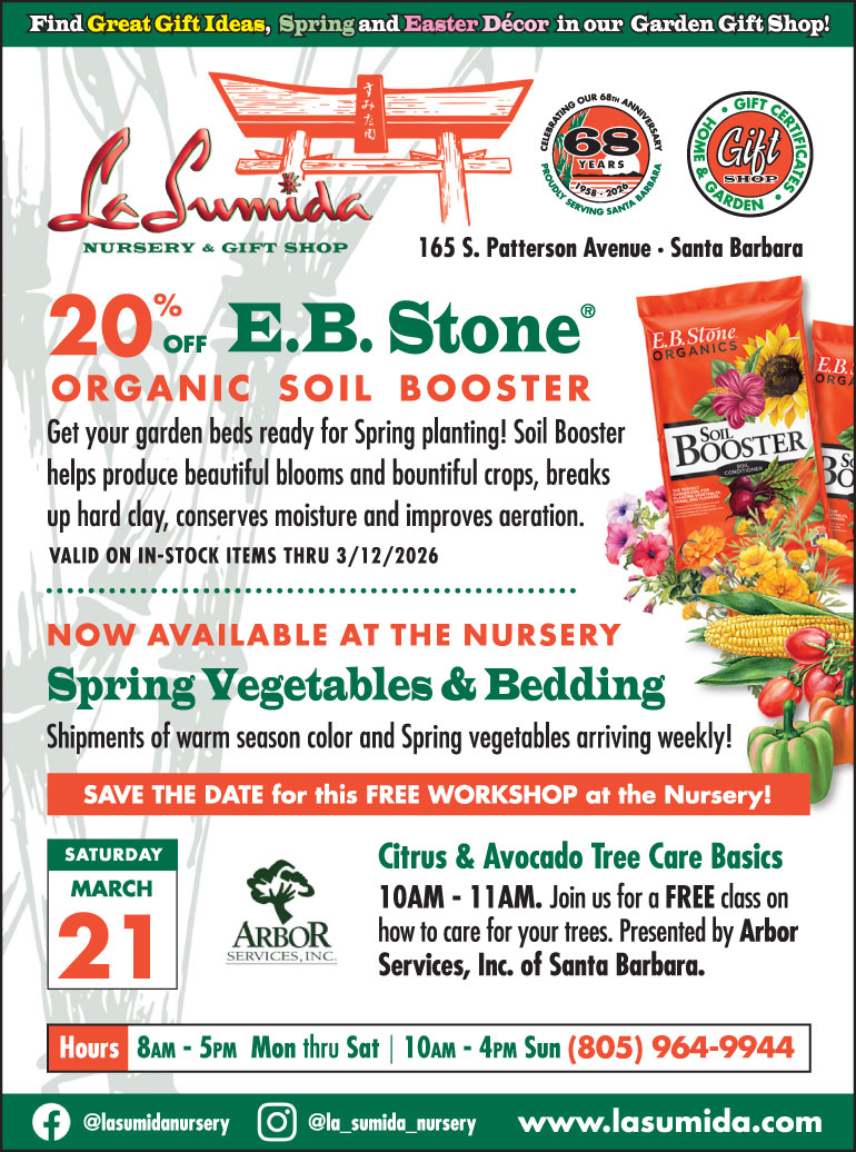 E.B. Stone® Organic Soil Booster on sale at La Sumida Nursery through March 12, 2026