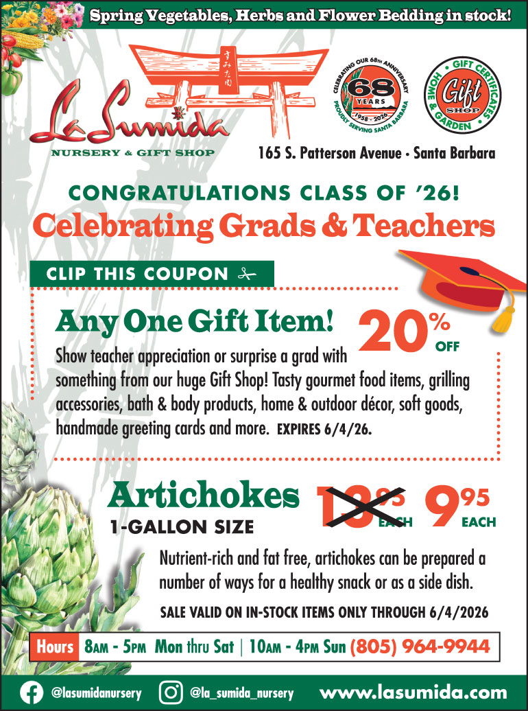 Artichokes on sale at La Sumida Nursery through June 4, 2026
